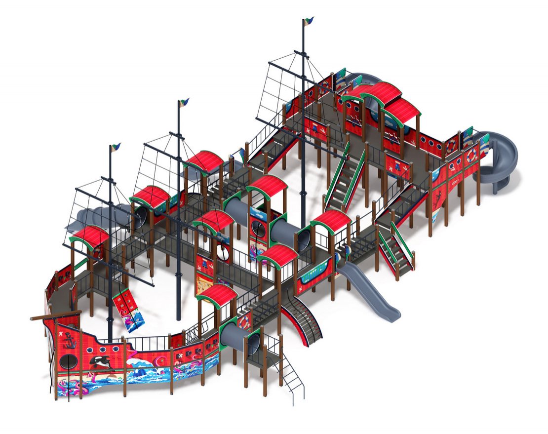 Детская игровая площадка Лайнер Волна (винтовой скат)